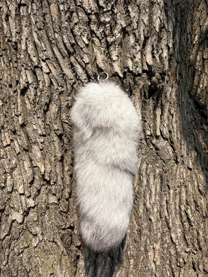 Blue Fox Tail Keychain — handmade Blue Fox piece